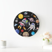 Astronautenplanet des Sonnensystems Cartoon Weltra Große Wanduhr (Zuhause)