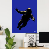 Astronautenposter - Schwarze Silhouette auf blau Poster (Heimbüro)