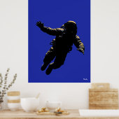 Astronautenposter - Schwarze Silhouette auf blau Poster (Küche)