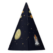 Astronautenraketenmonogramm-Kids-Sonnensystem Partyhütchen (Rückseite)