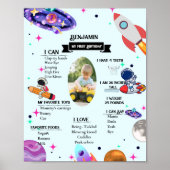 Astronautenraketenplanet und Weltraum-Meilenstein Poster (Vorne)