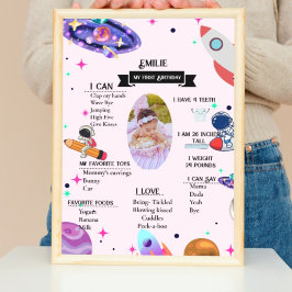 Astronautenraketenplanet und Weltraum-Meilenstein Poster