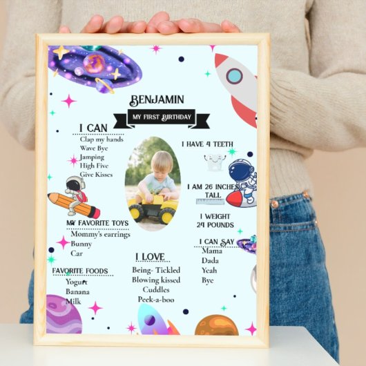 Astronautenraketenplanet und Weltraum-Meilenstein Poster