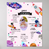 Astronautenraketenplanet und Weltraum-Meilenstein Poster (Vorne)