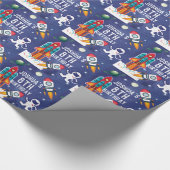 Astronautenraketenschiff Personalisiertes Geburtst Geschenkpapier (Ecke)
