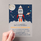 AstronautenraketenWeltraum 1. Geburtstag Acryleinladungen (Insitu (Handheld))