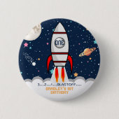 AstronautenraketenWeltraum 1. Geburtstag Button (Vorderseite)