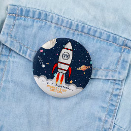 AstronautenraketenWeltraum 1. Geburtstag Button