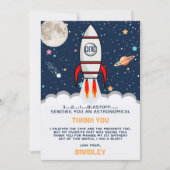 AstronautenraketenWeltraum 1. Geburtstag Dankeskarte (Vorderseite)