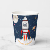 AstronautenraketenWeltraum 1. Geburtstag Pappbecher (Rückseite)