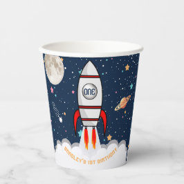 AstronautenraketenWeltraum 1. Geburtstag Pappbecher
