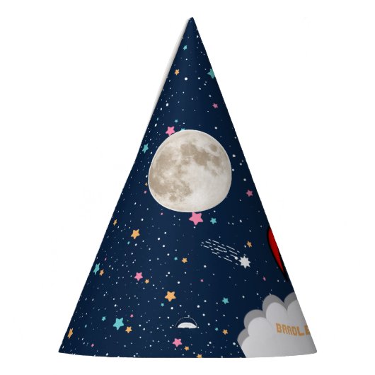 AstronautenraketenWeltraum 1. Geburtstag Partyhütchen (Links)