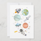 Astronautenreise zum Geburtstag der Sonne Einladung (Rückseite)