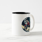 Astronautenreitmotocross auf dem Mond Zweifarbige Tasse (VorderseiteRechts)