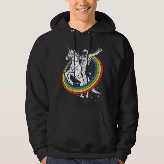 Astronautenschiff Einhorn, lustiger Weltraum Hoodie (Vorderseite)