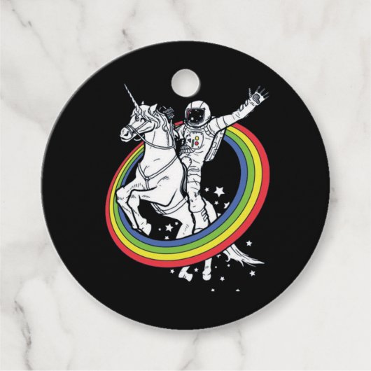 Astronautenschiff Unicorn Geschenkanhänger (Vorderseite)