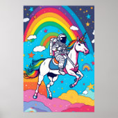 Astronautenschiff Unicorn - Magischer Regenbogen Poster (Vorne)