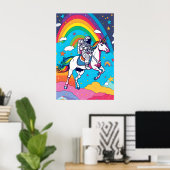 Astronautenschiff Unicorn - Magischer Regenbogen Poster (Heimbüro)