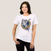 Astronautenschiff Unicorn Tri-Blend Shirt (Vorderseite voll)