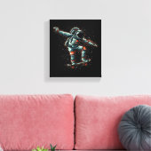 Astronautenskateboarden in gesteppter Leinwand (Insitu (Wohnzimmer))