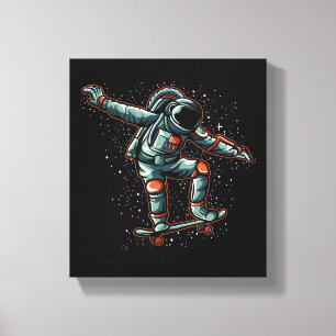 Astronautenskateboarding in Stretching-Canvas-Prin Leinwanddruck