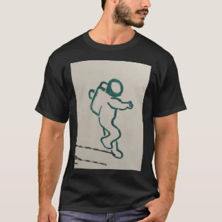 Astronautensketch grün auf Weiß T-Shirt