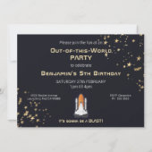 Astronautensolarsystem Kids Monogram Birthday Einladung (Rückseite)