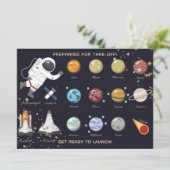 Astronautensolarsystem Kids Monogram Birthday Einladung (Stehend Vorderseite)