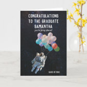 Astronautenstars und Raumballons Abschluss Karte (Gelbe Blume)