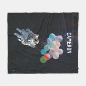 Astronautenstars und Weltraumballons mit eigenem N Fleecedecke (Vorderseite (Horizontal))