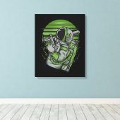 Astronautenstatus Stretched Canvas Print Leinwanddruck (Insitu (Holzboden))