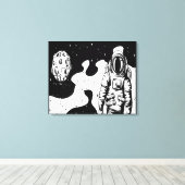 Astronautenstatus Stretched Canvas Print Leinwanddruck (Insitu (Holzboden))