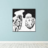 Astronautenstatus Stretched Canvas Print Leinwanddruck (Insitu (Holzboden))