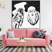Astronautenstatus Stretched Canvas Print Leinwanddruck (Insitu (Wohnzimmer))