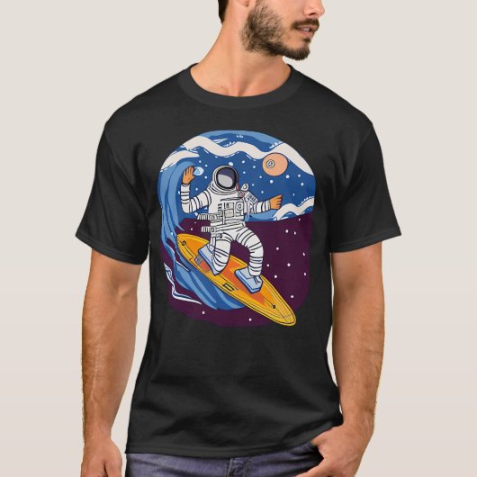 Astronautensurfen im Weltraum T-Shirt (Vorderseite)