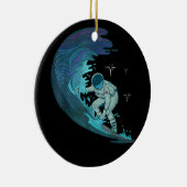 Astronautensurfen, Weltraum, Himmelssterne, Raumfa Keramik Ornament (Rechts)