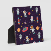 Astronautentiere im Weltraummuster I Fotoplatte (Vorderseite)