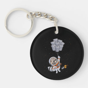 Astronautentierkomisch Raccoon Moon Mülleimer Well Schlüsselanhänger