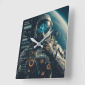 Astronautenwall-Uhr Quadratische Wanduhr (Winkel)