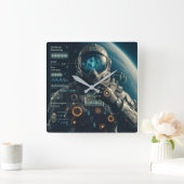 Astronautenwall-Uhr Quadratische Wanduhr (Zuhause)