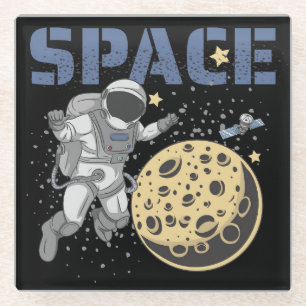 Astronautenwanderung und Erkundung von Illustratio Glasuntersetzer