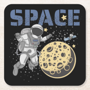 Astronautenwanderung und Erkundung von Illustratio Rechteckiger Pappuntersetzer