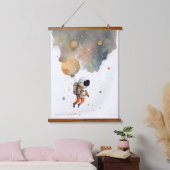 Astronautenwasserfarbe Wandteppich Mit Holzrahmen (Schlafzimmer)