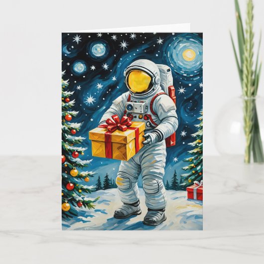 Astronautenweihnachtsfeier Feiertagskarte (Vorderseite)