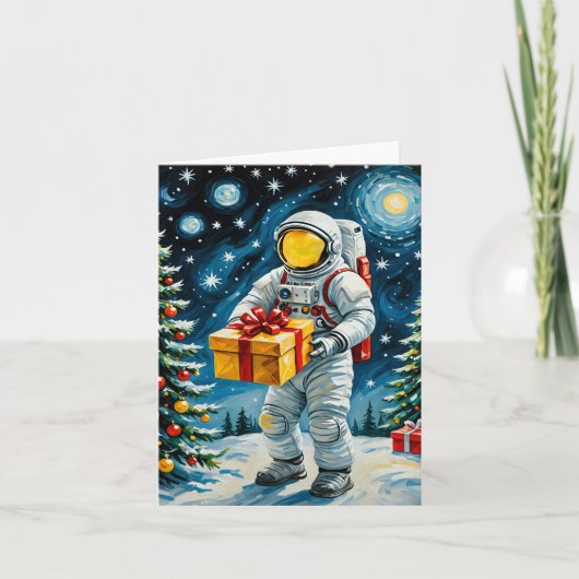 Astronautenweihnachtsfeier Feiertagskarte (Vorderseite)