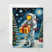 Astronautenweihnachtsfeier Feiertagspostkarte (Vorne/Hinten)