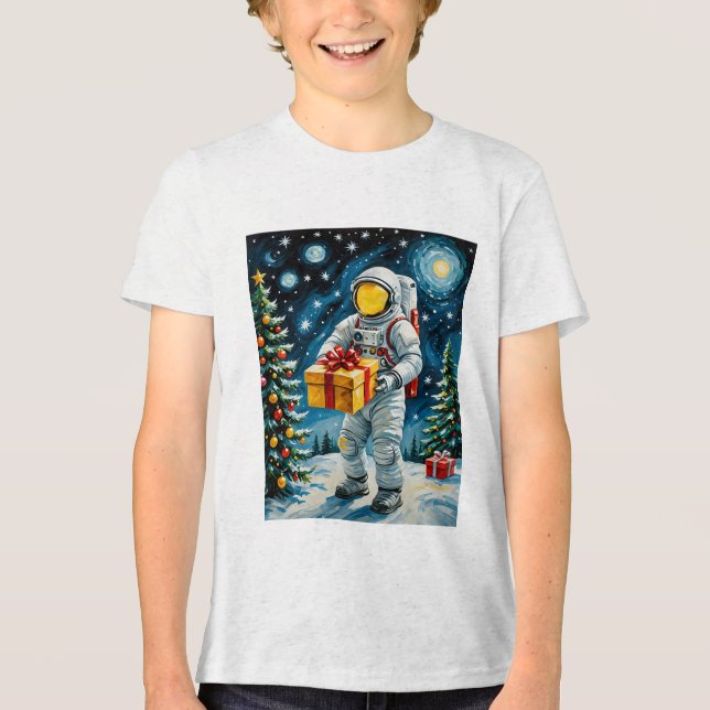 Astronautenweihnachtsfeier Tri-Blend Shirt (Vorderseite)