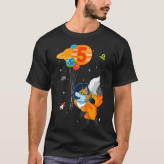 Astronautin 5th Birthday Fox Astronaut Kostüm T-Shirt