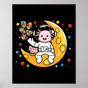 Astronautin Axolotl Bylloon Autismus Awareness Spa Poster