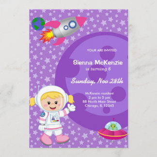 Astronautin Birthday Thema Einladung